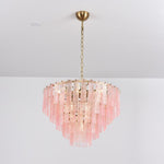 Opalora Pink Glass Chandelier | Murano-Style Gold Accent Lighting