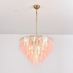 Opalora Pink Glass Chandelier | Murano-Style Gold Accent Lighting