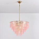 Opalora Pink Glass Chandelier | Murano-Style Gold Accent Lighting
