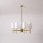Brass Chandelier with Fabric Shades – Modern Luxury Lighting for Dining and Living Rooms