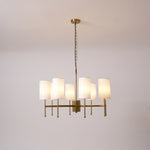 Brass Chandelier with Fabric Shades – Modern Luxury Lighting for Dining and Living Rooms