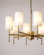 Brass Chandelier with Fabric Shades – Modern Luxury Lighting for Dining and Living Rooms