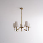 Opaluxe Brass Chandelier – Six-Light Designer Ceiling Light with Fabric Shades