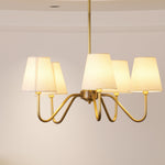 Opaluxe Brass Chandelier – Six-Light Designer Ceiling Light with Fabric Shades