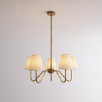 Opaluxe Brass Chandelier – Six-Light Designer Ceiling Light with Fabric Shades