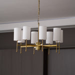 Brass Chandelier with Fabric Shades – Modern Luxury Lighting for Dining and Living Rooms