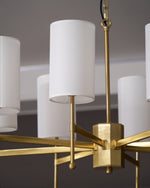 Brass Chandelier with Fabric Shades – Modern Luxury Lighting for Dining and Living Rooms
