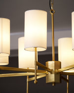 Brass Chandelier with Fabric Shades – Modern Luxury Lighting for Dining and Living Rooms