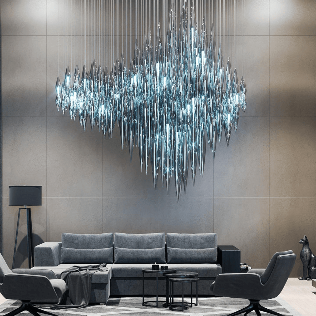 Opera Handblown Glass Linear Chandelier for Modern Interiors