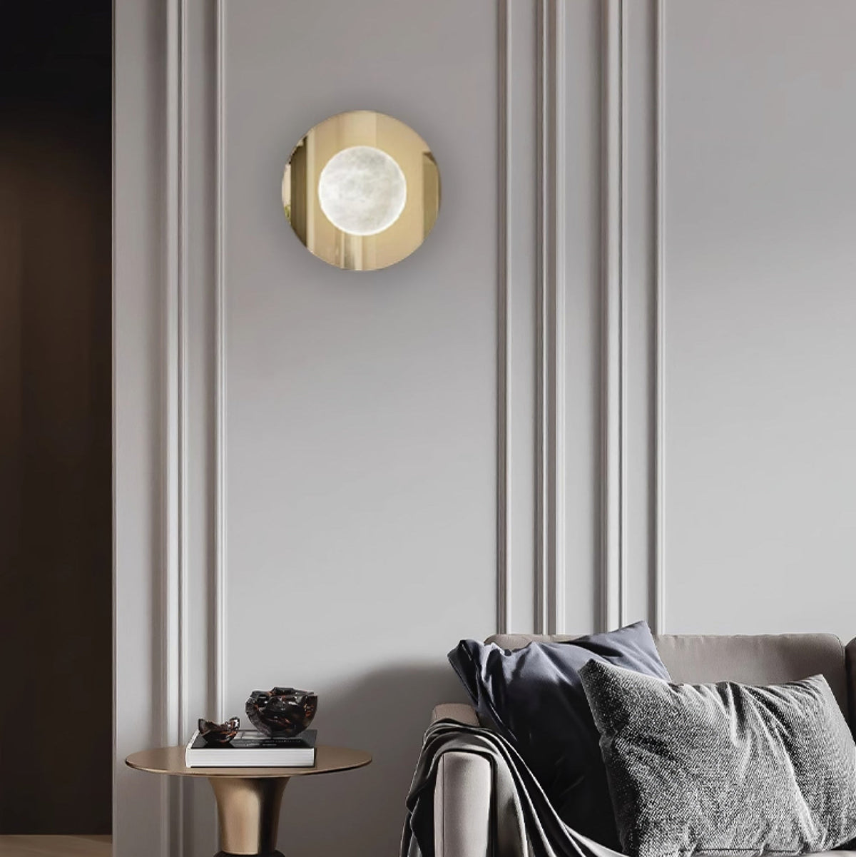 Ophela Alabaster Wall Sconce in Brushed Brass | Modern Bedroom Lighting