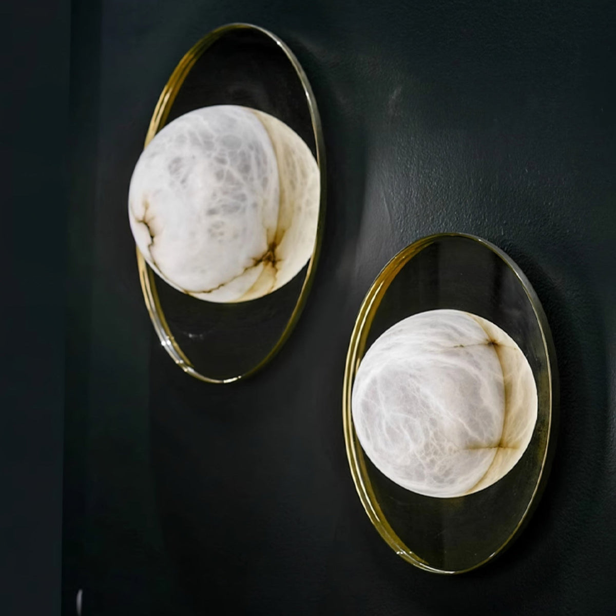 Ophela Alabaster Wall Sconce in Brushed Brass | Modern Bedroom Lighting
