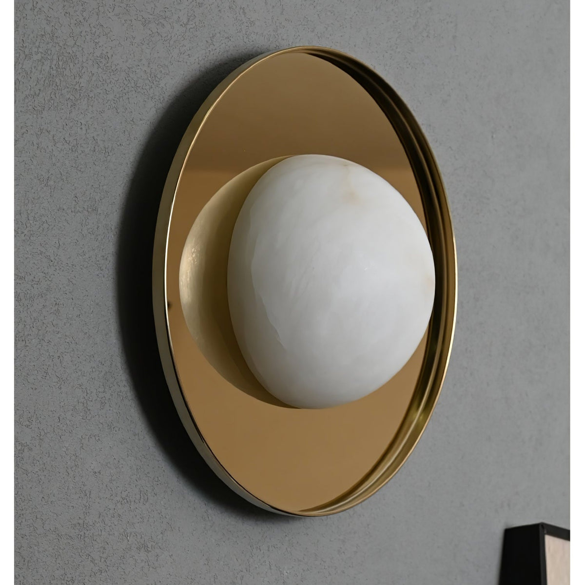 Ophela Alabaster Wall Sconce in Brushed Brass | Modern Bedroom Lighting