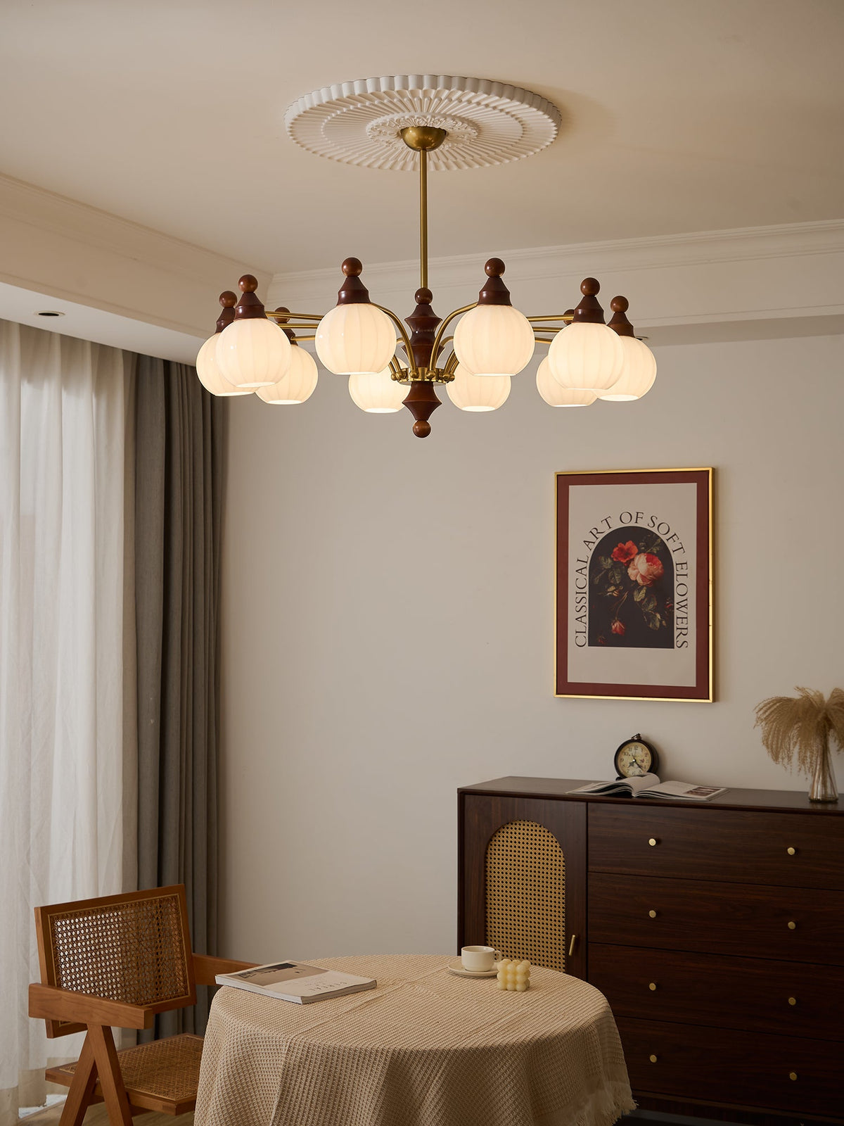Ophelia Blossom Chandelier – Modern Floral Glass Pendant Light for Dining Room and Living Room