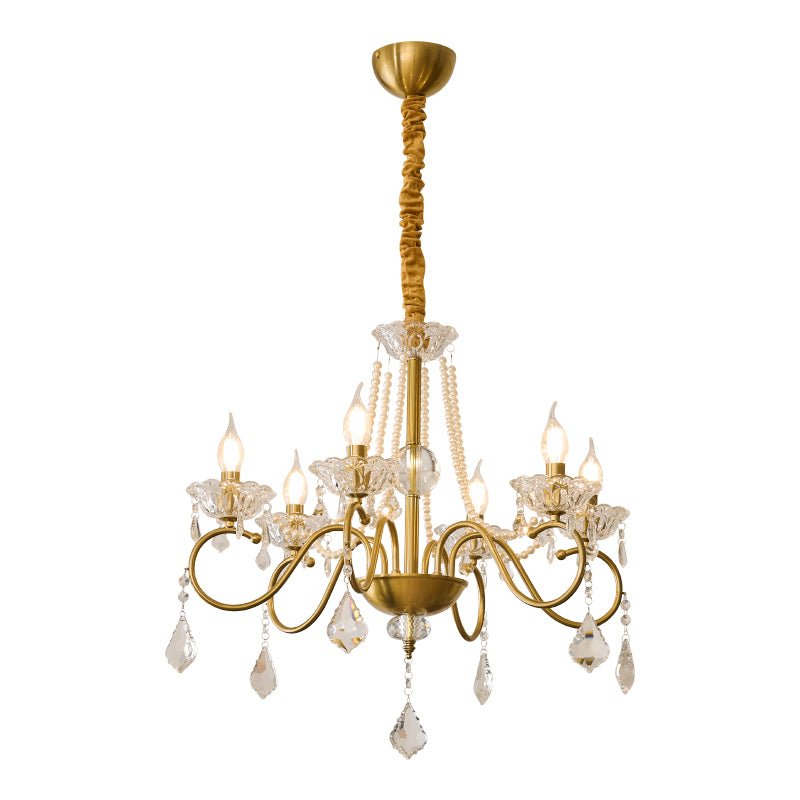 Opulent Pearl Crystal Chandelier with Copper Accents for Elegant Interiors