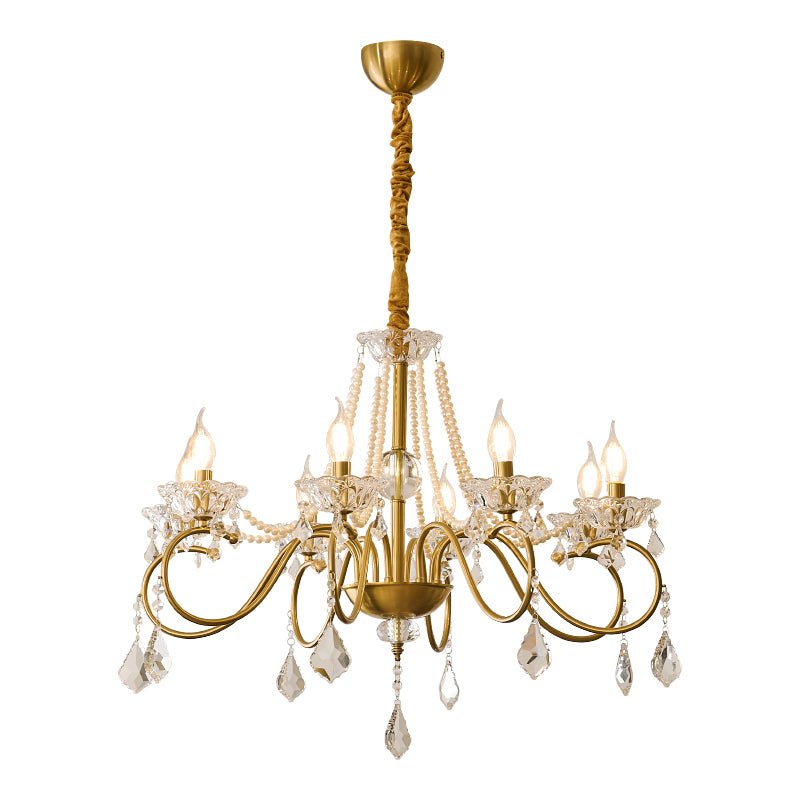 Opulent Pearl Crystal Chandelier with Copper Accents for Elegant Interiors