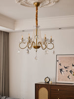 Opulent Pearl Crystal Chandelier with Copper Accents for Elegant Interiors