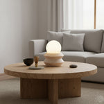 Ora Lithos Portable Table Lamp in Travertine with Opal Glass Shade