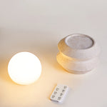 Ora Lithos Portable Table Lamp in Travertine with Opal Glass Shade