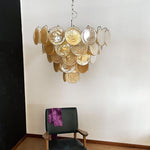 Aurora Orange Glass Disc Chandelier – Modern Murano-Inspired Pendant Light