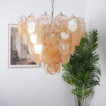 Aurora Orange Glass Disc Chandelier – Modern Murano-Inspired Pendant Light