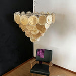 Aurora Orange Glass Disc Chandelier – Modern Murano-Inspired Pendant Light