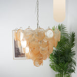 Aurora Orange Glass Disc Chandelier – Modern Murano-Inspired Pendant Light