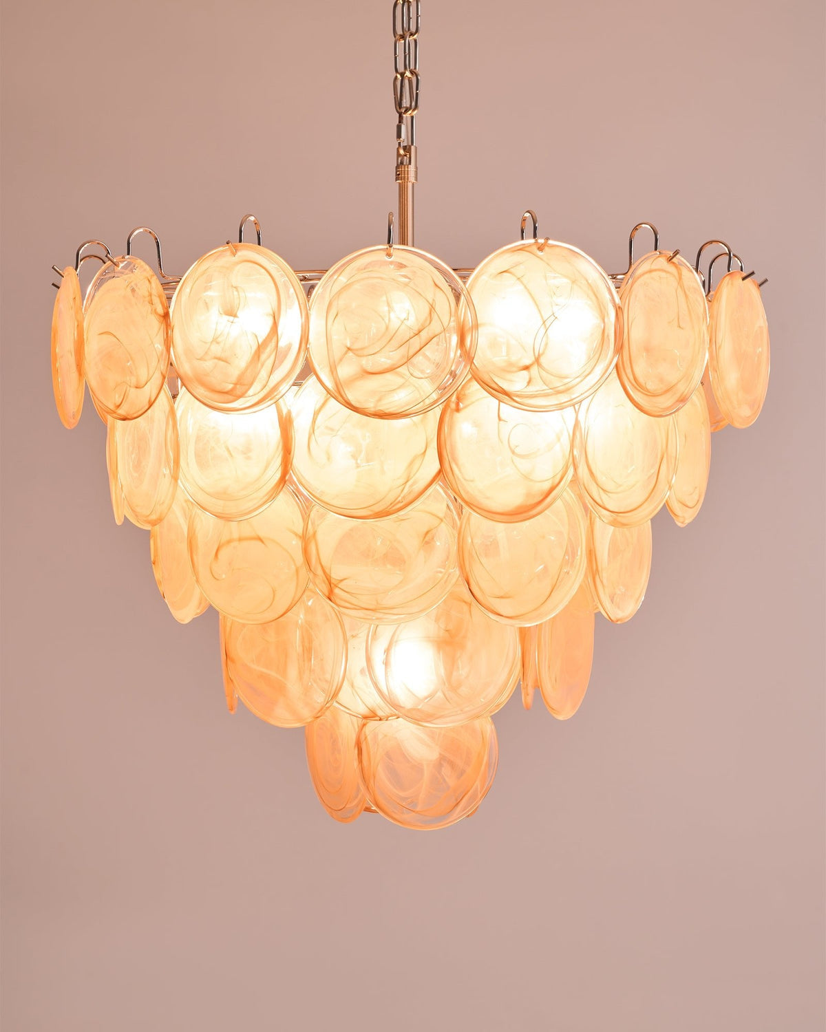 Aurora Orange Glass Disc Chandelier – Modern Murano-Inspired Pendant Light