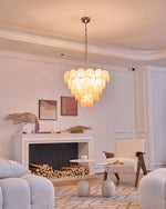 Aurora Orange Glass Disc Chandelier – Modern Murano-Inspired Pendant Light