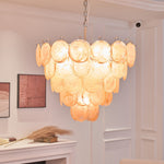 Aurora Orange Glass Disc Chandelier – Modern Murano-Inspired Pendant Light