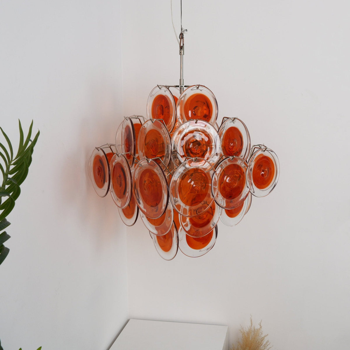 Aurelia Orange Glass Disc Chandelier – Modern Designer Pendant Light