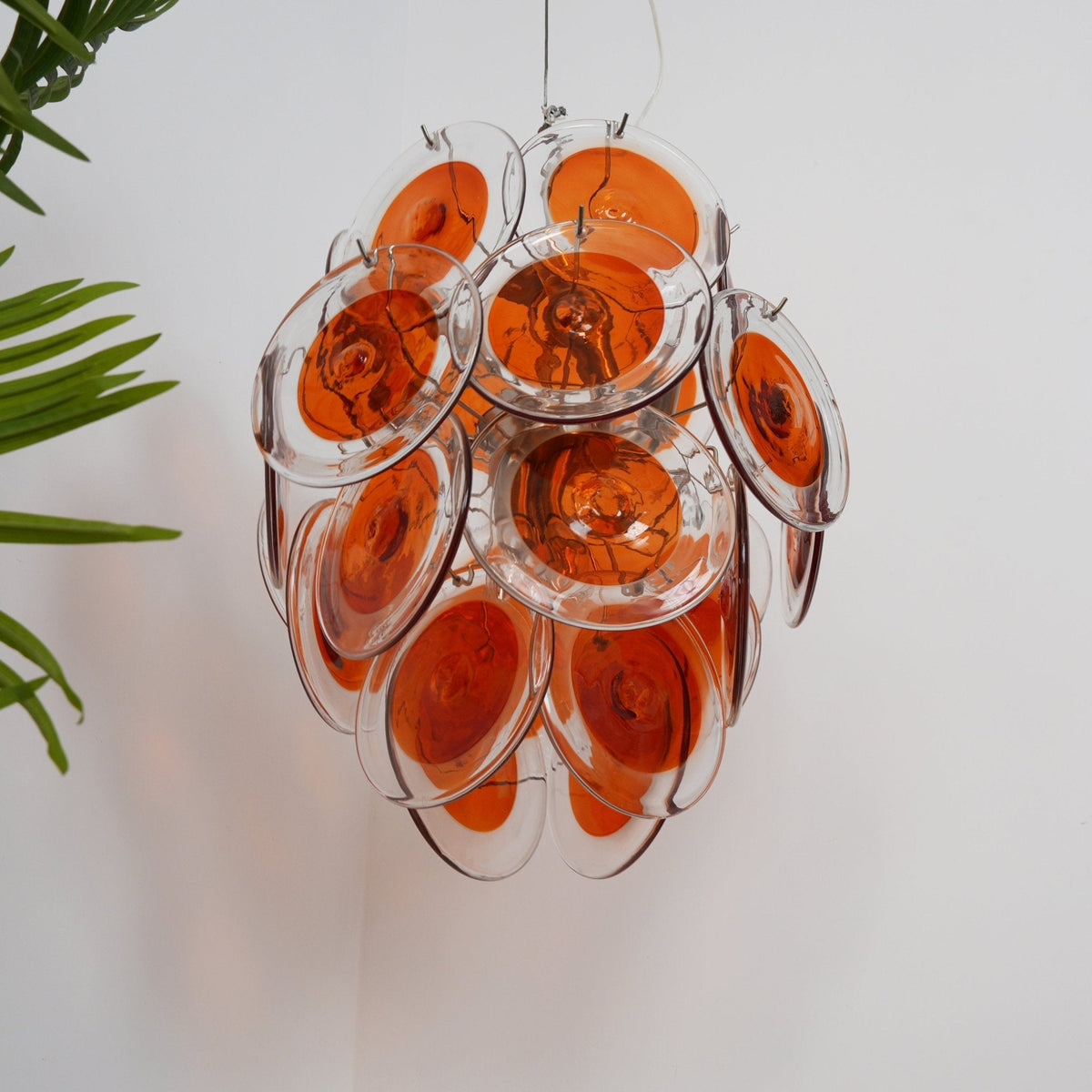 Aurelia Orange Glass Disc Chandelier – Modern Designer Pendant Light