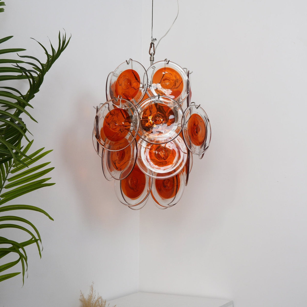Aurelia Orange Glass Disc Chandelier – Modern Designer Pendant Light