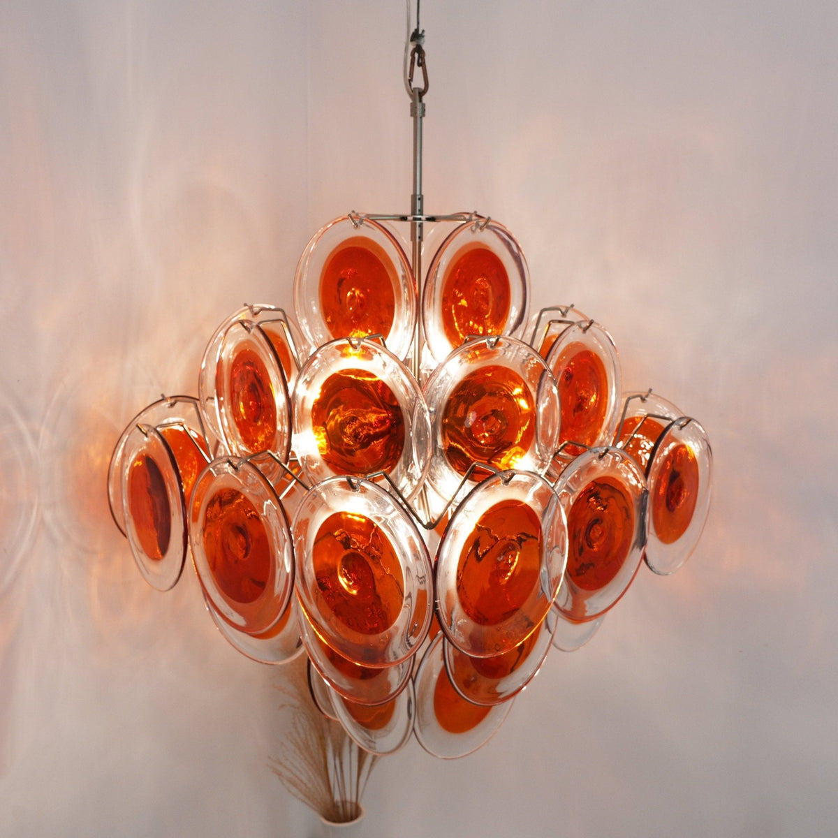 Aurelia Orange Glass Disc Chandelier – Modern Designer Pendant Light