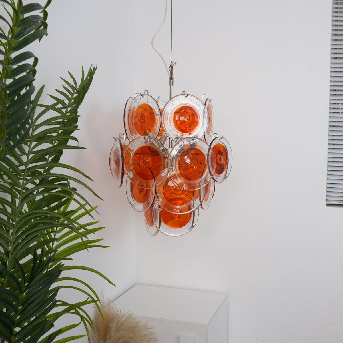 Aurelia Orange Glass Disc Chandelier – Modern Designer Pendant Light
