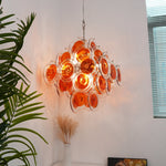 Aurelia Orange Glass Disc Chandelier – Modern Designer Pendant Light