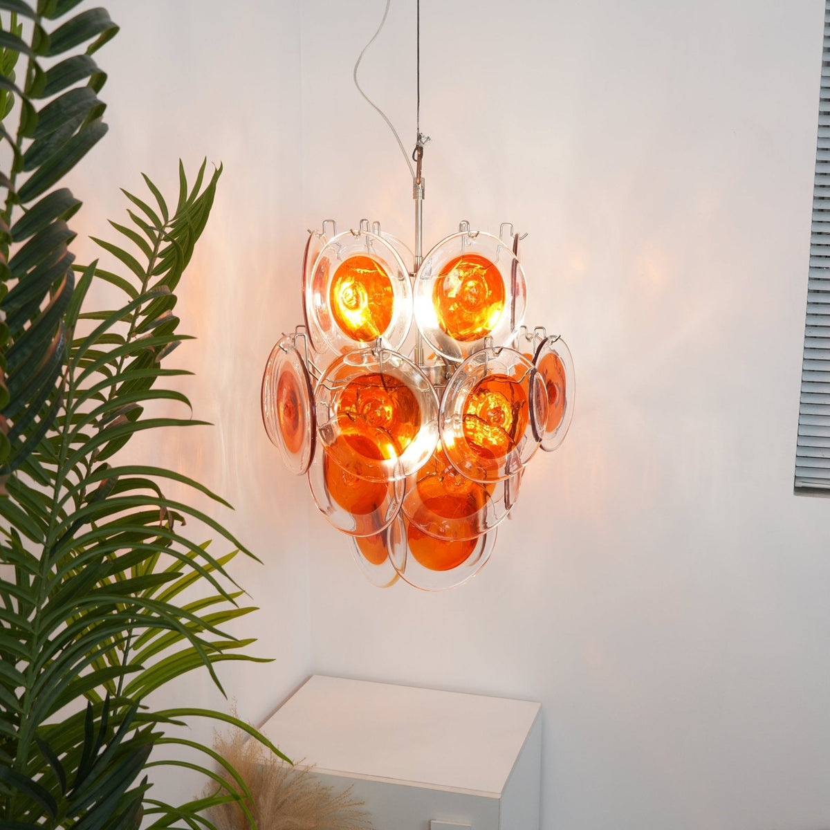 Aurelia Orange Glass Disc Chandelier – Modern Designer Pendant Light