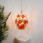 Aurelia Orange Glass Disc Chandelier – Modern Designer Pendant Light
