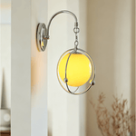Orb Cage Semi Wall Sconce in Chrome with White Glass Globe