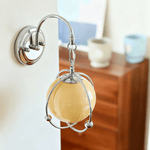 Orb Cage Semi Wall Sconce in Chrome with White Glass Globe