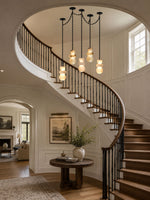 Orba Chain Chandelier with Alabaster Orbs – Modern Cascading Pendant Light