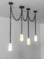 Orba Chain Chandelier with Alabaster Orbs – Modern Cascading Pendant Light