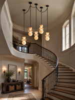Orba Chain Chandelier with Alabaster Orbs – Modern Cascading Pendant Light