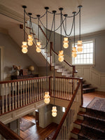 Orba Chain Chandelier with Alabaster Orbs – Modern Cascading Pendant Light