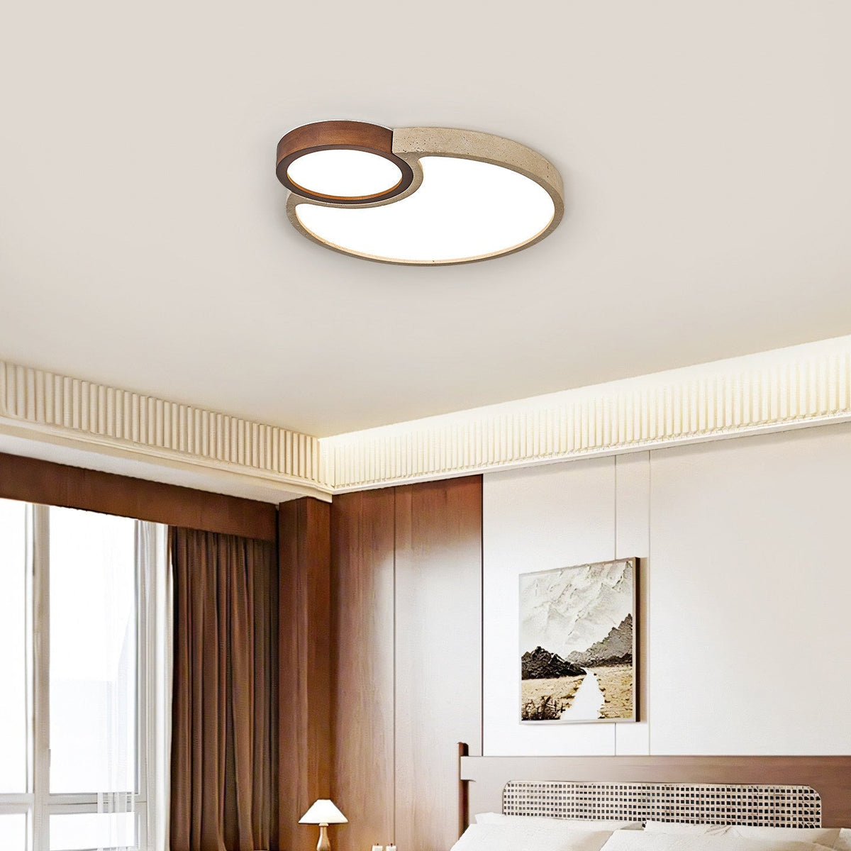Orba Travertine Ceiling Light – Natural Stone LED Flush Mount