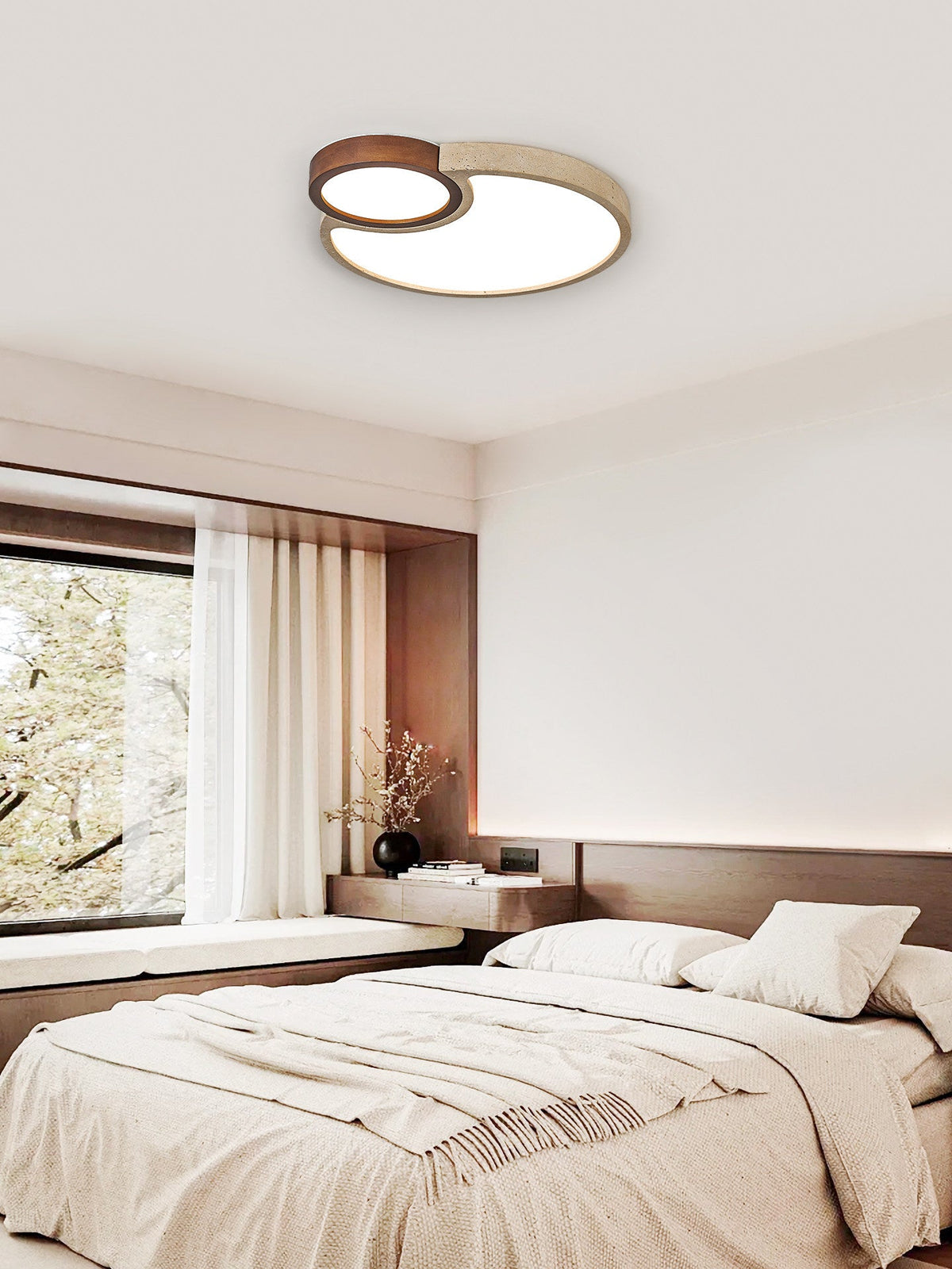 Orba Travertine Ceiling Light – Natural Stone LED Flush Mount