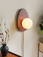 Orba Walnut Plug In Wall Lamp