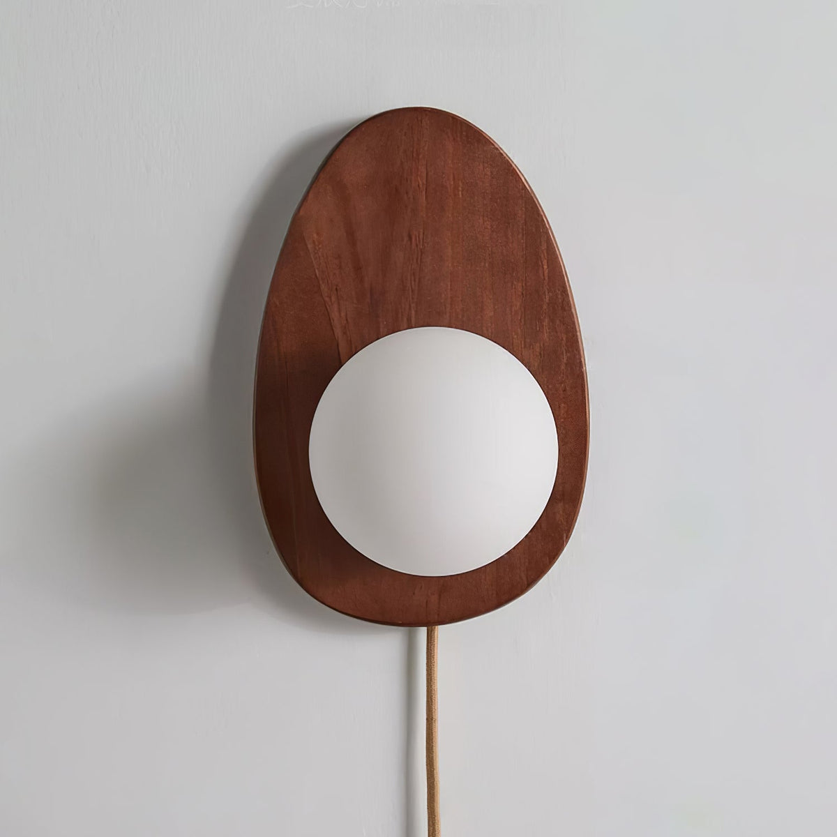 Orba Walnut Plug In Wall Lamp