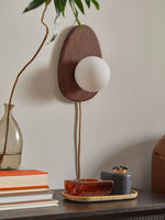 Orba Walnut Plug In Wall Lamp