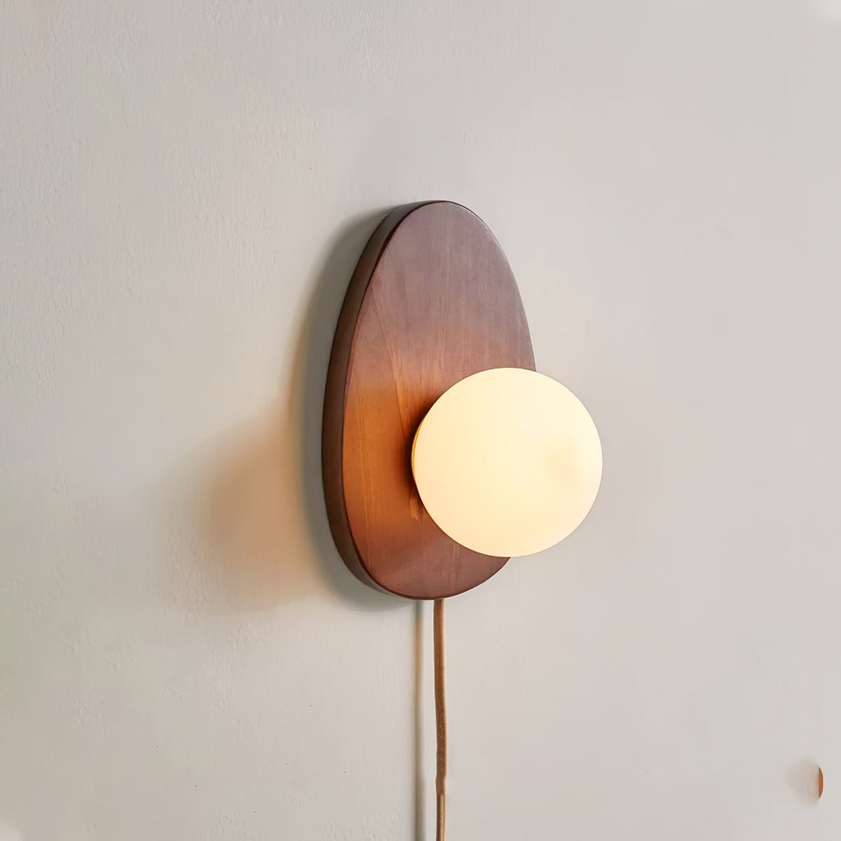 Orba Walnut Plug In Wall Lamp