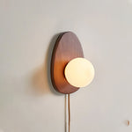 Orba Walnut Plug In Wall Lamp